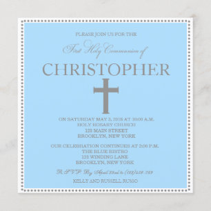 Elegant Modern First Communion Invitation for Boys
