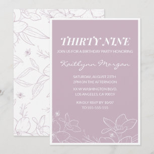 Elegant Modern Floral 39th birthday invitations