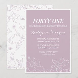Elegant Modern Floral 41st birthday invitations