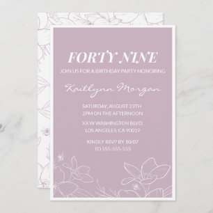 Elegant Modern Floral 49th birthday invitations