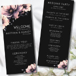 Elegant Modern Floral Blush Pink Wedding Program<br><div class="desc">Cute and simple modern pink, black and white flower wedding design. A classic but whimsical look with pink, black, grey and cream coloured flowers with light grey fonts and modern lettering. Edit all of the text to your own information. You can even change out the background colour to anything you...</div>