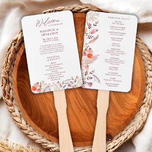 Elegant Modern Floral Boho Wildflowers Wedding Hand Fan