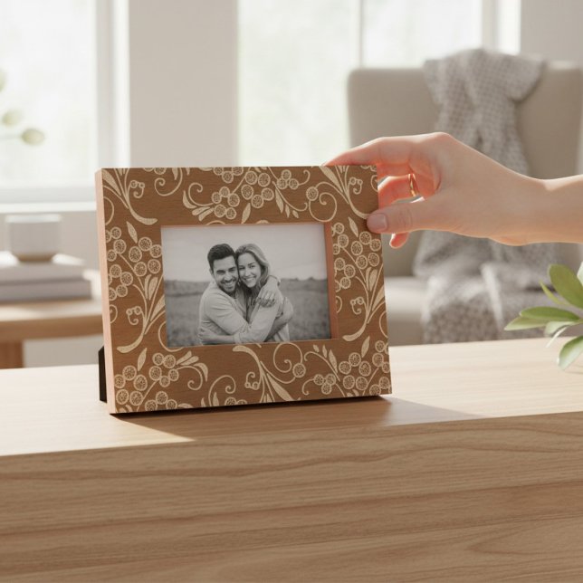 Elegant Modern Floral Botanical Pattern Wooden Etched Frames (Creator Uploaded)