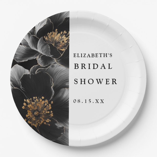 Elegant Modern Floral Chic Bridal Shower Paper Plate (Front)