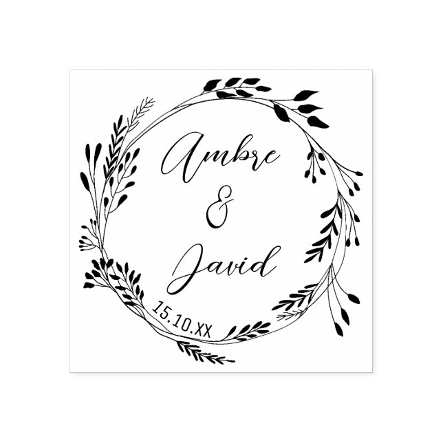 Elegant, Modern, Floral Crown Rubber Stamp (Imprint)