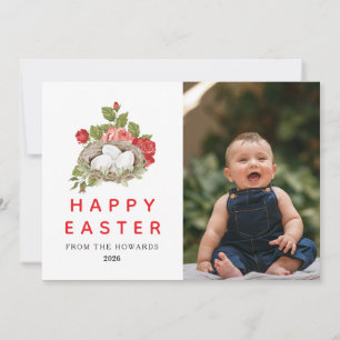 Elegant Modern Floral Easter   Happy Easter Photo Holiday Card