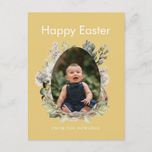Elegant Modern Floral Easter   Happy Easter Photo Holiday Postcard