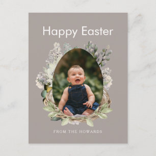 Elegant Modern Floral Easter   Happy Easter Photo Holiday Postcard