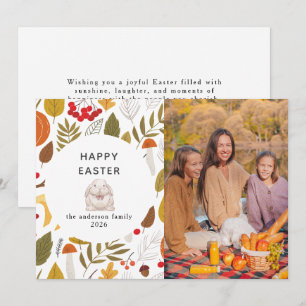Elegant Modern Floral & Eggs Happy Easter Photo Holiday Card