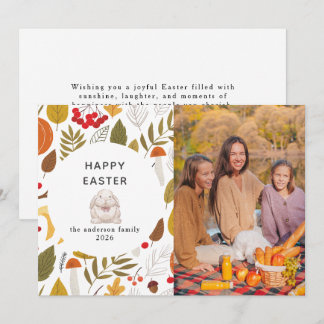 Elegant Modern Floral & Eggs Happy Easter Photo Holiday Card