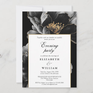 Elegant Modern Floral Evening Party Wedding Invitation
