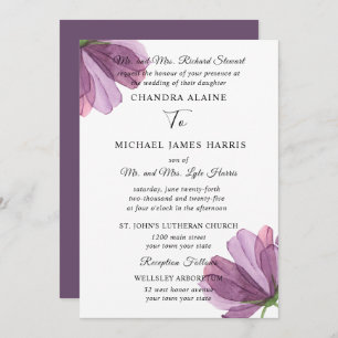Elegant Modern Floral Formal Wedding Invitation