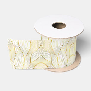 Elegant Modern Floral Gold White Line Collection Satin Ribbon