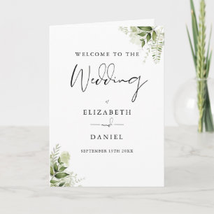 Elegant Modern Floral Greenery Wedding  Program