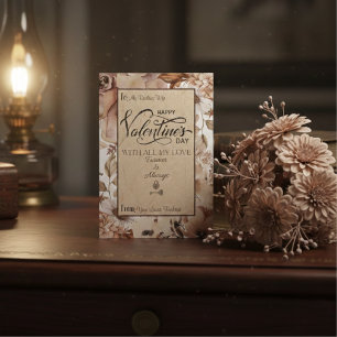 Elegant Modern Floral Happy Valentine's Day  Holiday Card