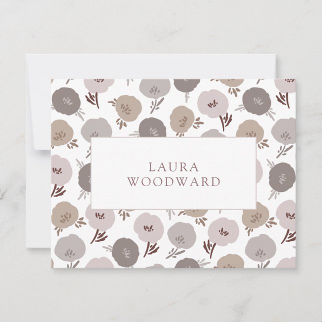 Elegant Modern Floral Pattern Personalized Card (Front)