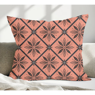 Elegant Modern Floral Pattern Salmon Throw Pillow