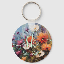elegant modern floral theme Keychain