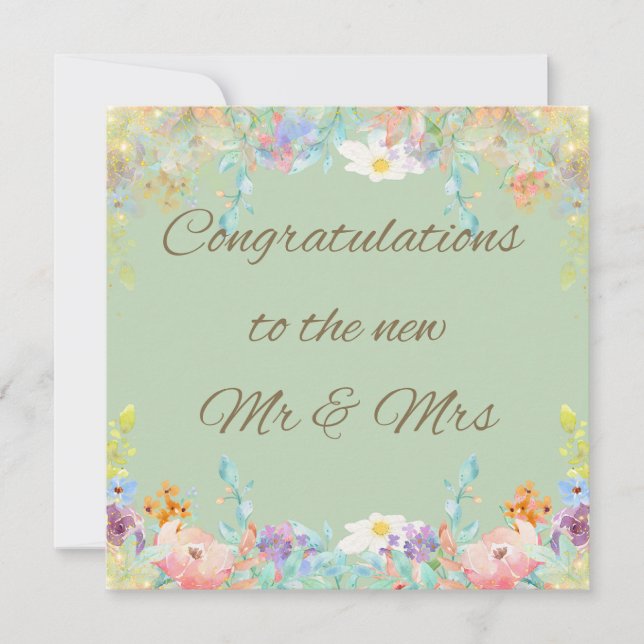  “Elegant Modern Floral Wedding Card (Front)