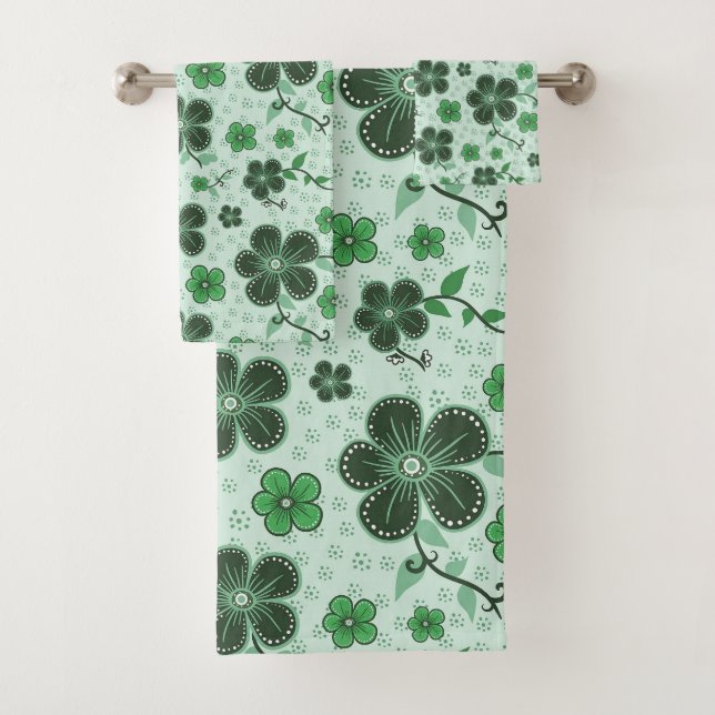 Elegant, Modern Flower Pattern on Green (En situation)