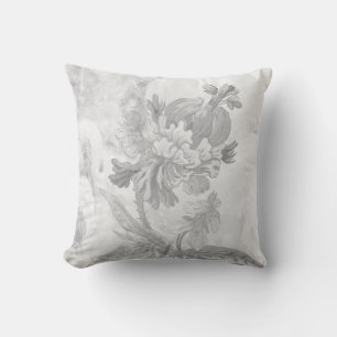 Elegant Modern Flower   Soft Light Grey & White Throw Pillow