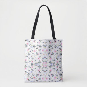 Elegant Modern Flowers and butterfly pattern Tote Bag