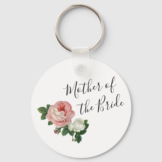 Elegant modern flowers roses mother of the bride keychain (Front)