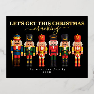 Elegant Modern Foil Nutcracker Christmas Card