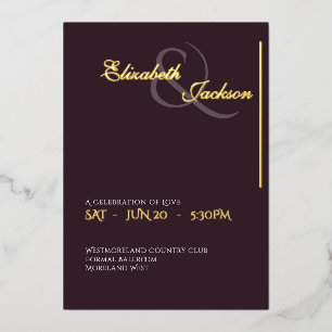 Elegant Modern Formal Plum Noir Wedding Gold