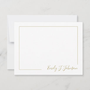 Elegant Modern Frame Gold White Flat Note Card