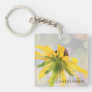 Elegant, Modern, Fun Yellow Coneflower Wild Flower Keychain