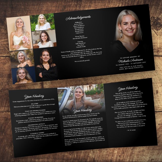 Elegant Modern Funeral/Memorial Service Tri-Fold Programme (Creator Uploaded)