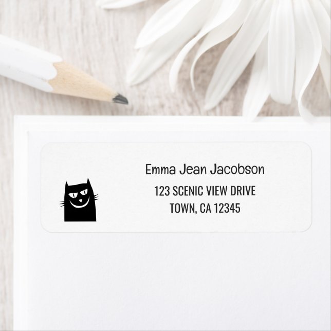 Elegant Modern Funny Cat Grin Return Address  (Insitu)
