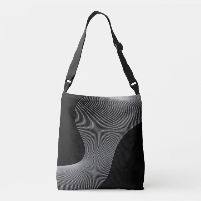Elegant, modern, futuristic wave abstraction crossbody bag (Back)