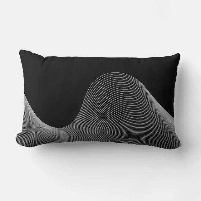 Elegant, modern, futuristic wave abstraction lumbar pillow (Front)