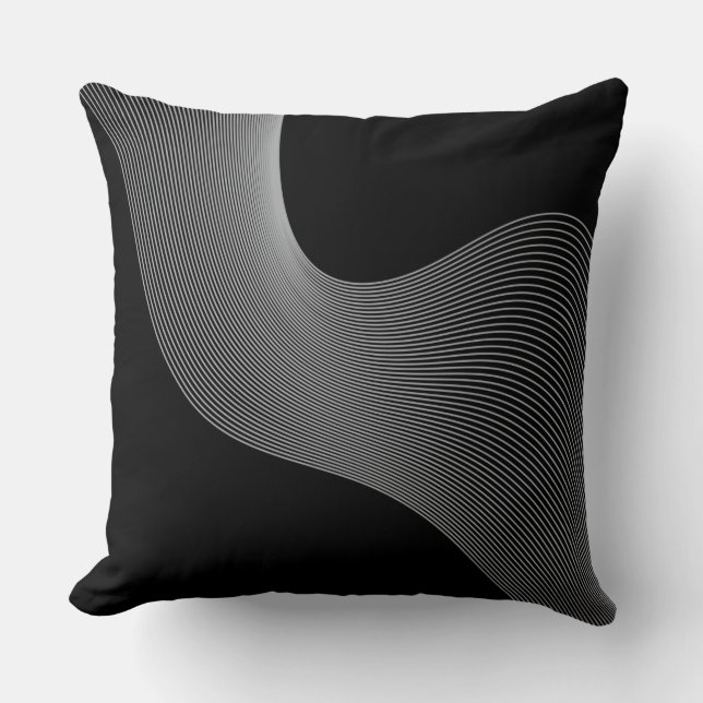 Elegant, modern, futuristic wave abstraction throw pillow (Front)