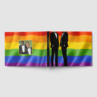 Elegant Modern Gay Men Rainbow Wedding Guest Book