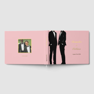 Elegant Modern Gay Men Rainbow Wedding Guest Book