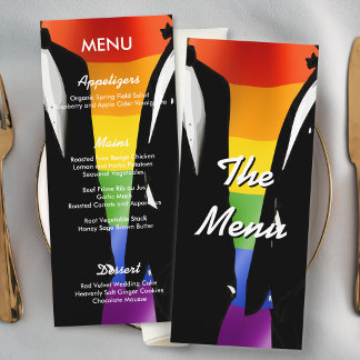 Elegant Modern Gay Men Rainbow Wedding Menu