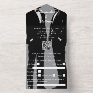 Elegant Modern Gay Men Wedding All In One Invitation