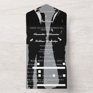 Elegant Modern Gay Men Wedding All In One Invitation