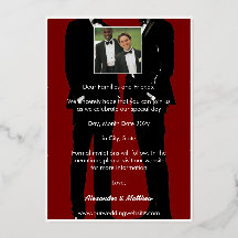 Elegant Modern Gay Men Wedding Burgundy Red Gold