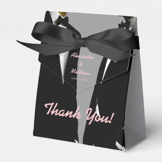 Elegant Modern Gay Men Wedding Favor Box (Front Side)