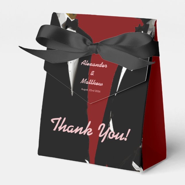 Elegant Modern Gay Men Wedding Favor Box (Front Side)