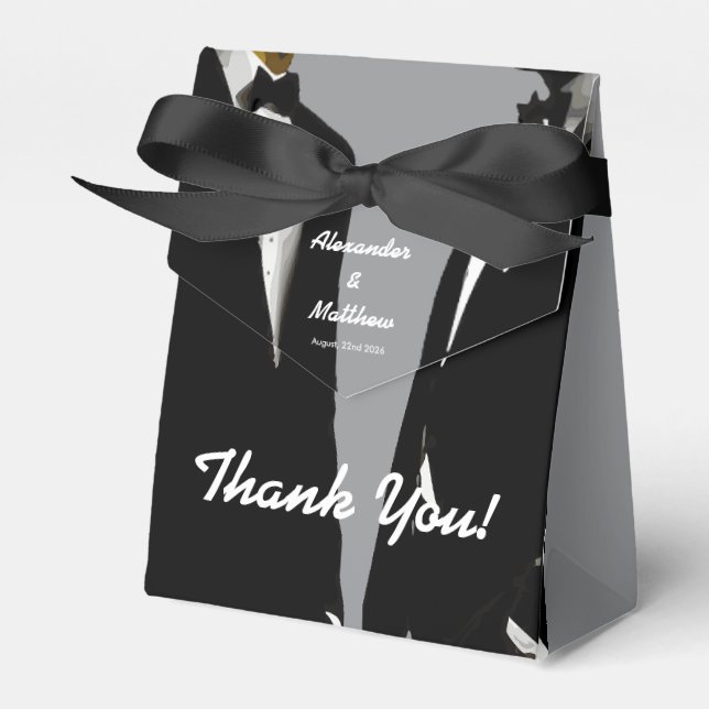 Elegant Modern Gay Men Wedding Favor Box (Front Side)