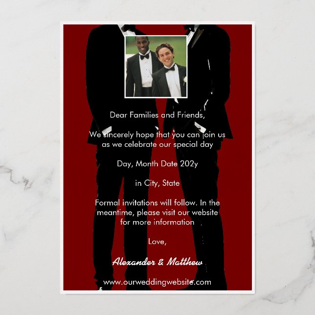 Elegant Modern Gay Men Wedding Gold (Back)