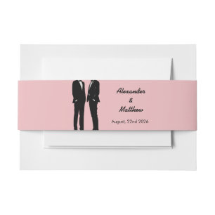 Elegant Modern Gay Men Wedding Invitation Belly Band