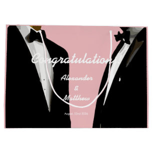 Elegant Modern Gay Men Wedding Large Gift Bag