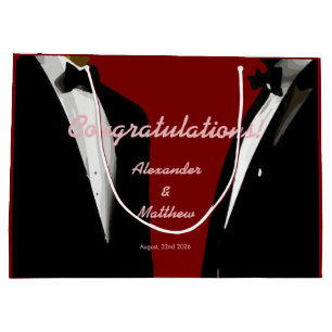 Elegant Modern Gay Men Wedding Large Gift Bag