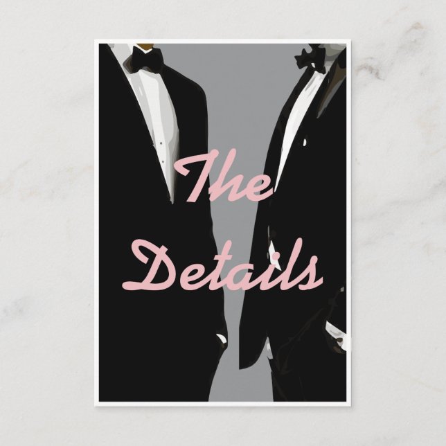 Elegant Modern Gay Men Wedding QR Code Enclosure Card (Front)
